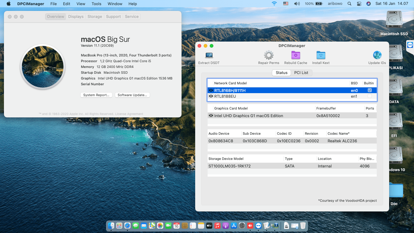 Success Hackintosh macOS Big Sur 11.1 Build 20C69 in HP Pavilion 14S-CF3020TX